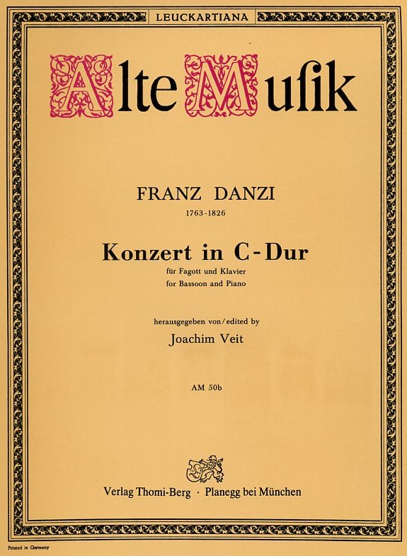 F. Danzi: Konzert C-Dur fr Fagott +<br>Orchester - KA