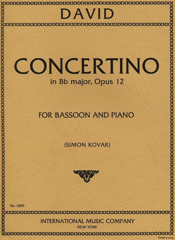 F. David: Concertino op.12 fr<br>Fagott + Orchester - KA (hgb. S. Kovar)