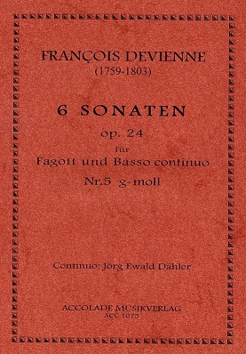 F. Devienne: Sonata in g-moll<br>op. 24, no. 5 - Fagott + BC /Hgb. Dhler