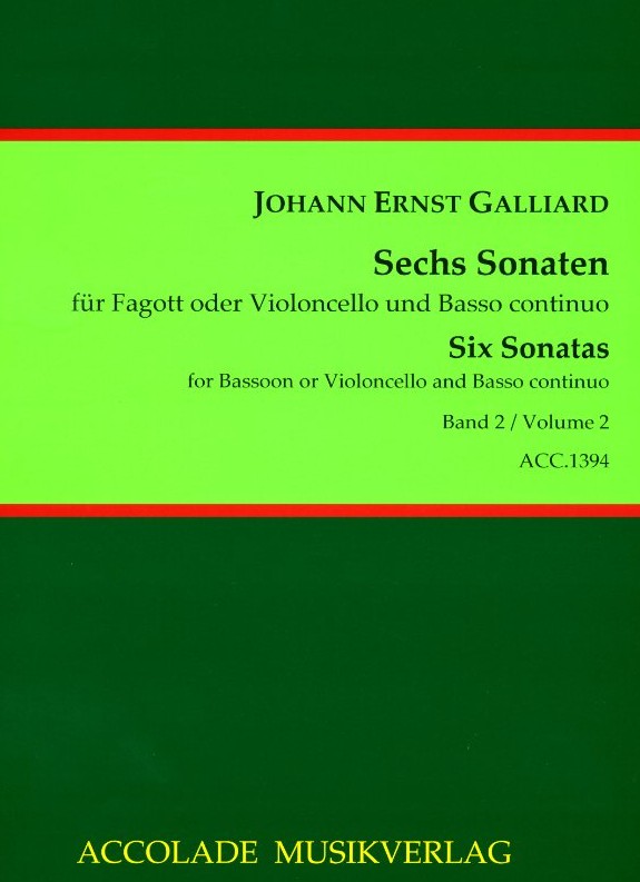 J.E. Galliard: Sechs Sonaten fr<br>Fagott + BC (Band 2) - Accolade