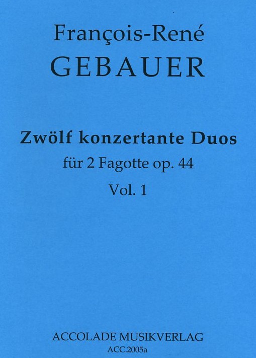 F. Gebauer: 12 konzertante Duos<br>op. 44/1-3 fr 2 Fagotte - Vol.1