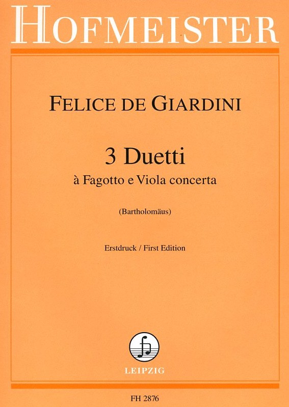 F. de Giardini(1716-96):  3 Duetti<br>fr Fagott + Viola