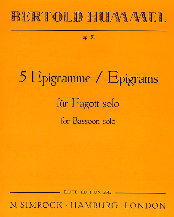 B. Hummel: 5 Epigramme fr<br>Fagott Solo