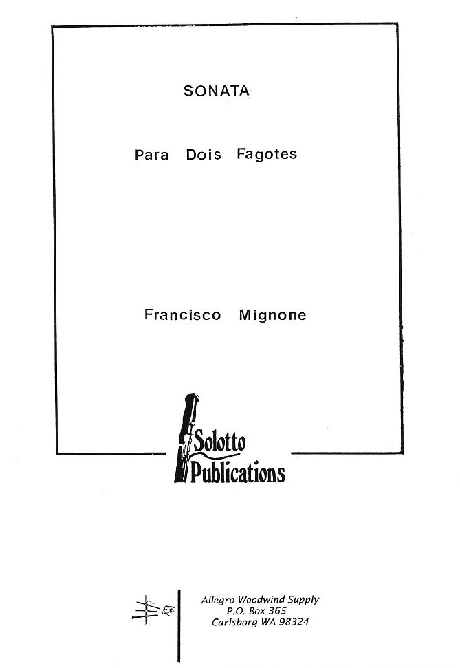 F. Mignone: Sonata para dois<br>Fagotes - fr 2 Fagotte