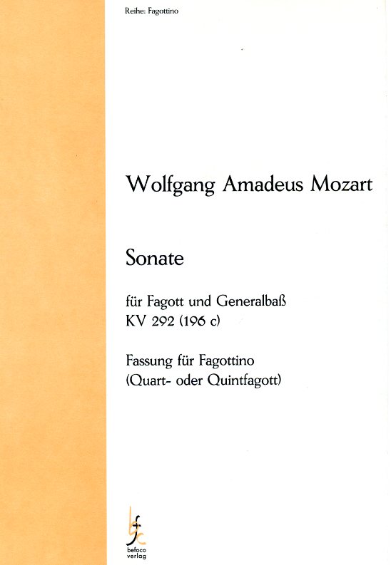 W.A. Mozart: Sonate B-Dur KV 292<br>fr Fagottino (G/F) o. Fagott + Klavier
