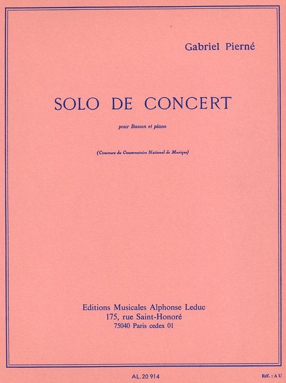 G. Piern: &acute;Solo de Concert&acute; op. 35<br>fr Fagott + Klavier / Leduc