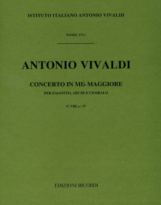 Vivaldi: Fagottkonzert Es-Dur F VIII/27<br>RV 483 - Partitur