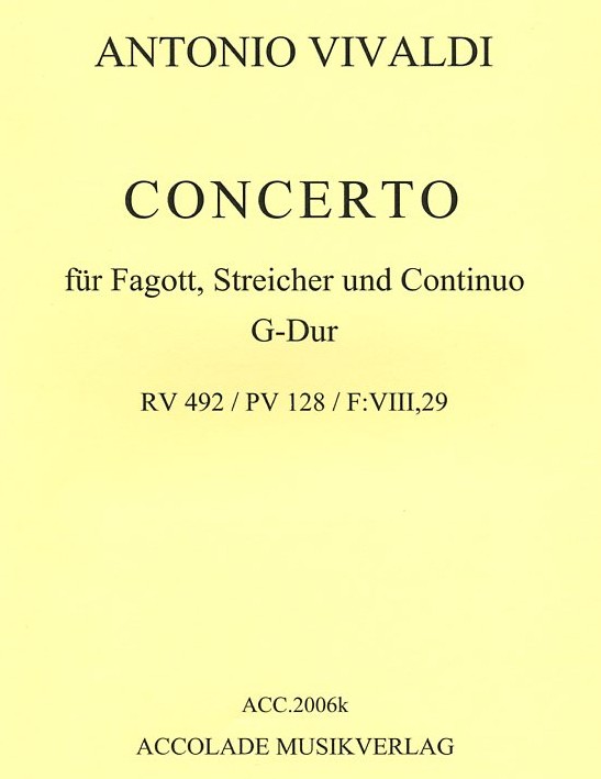 Vivaldi: Fagottkonzert G-Dur F VIII/29<br>RV 492 - KA