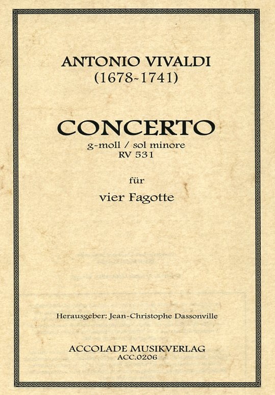 Vivaldi: Konzert g-moll F III/2<br>RV 531 - gesetzt fr 4 Fagotte