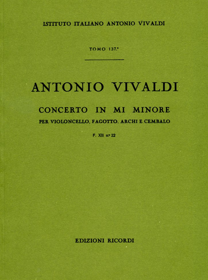 Vivaldi: Konzert e-moll - Fagott + Cello<br>XII/22 RV 409 - Partitur