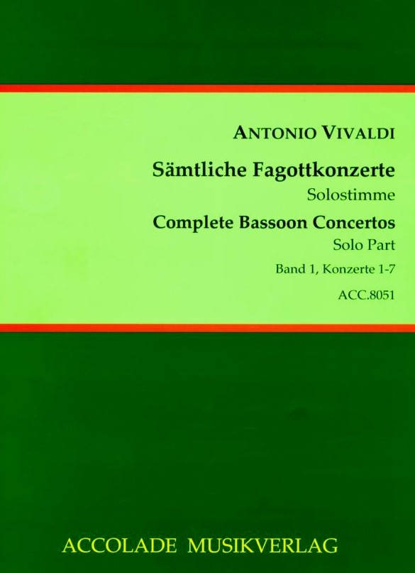 Vivaldi: Smtliche Fagottkonzerte Bd.1<br>F VIII/ 1-7 / Solostimme