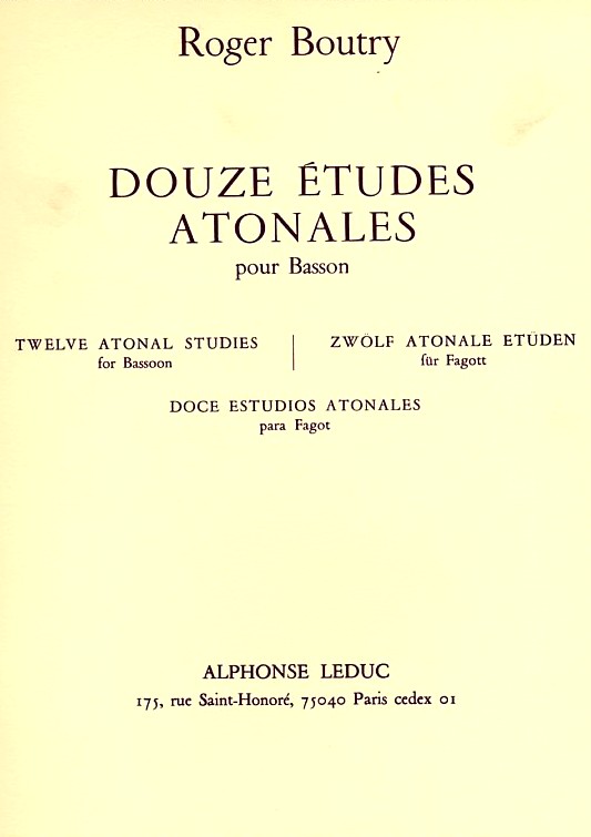 R. Boutry: 12 Etudes Atonales<br>fr Fagott