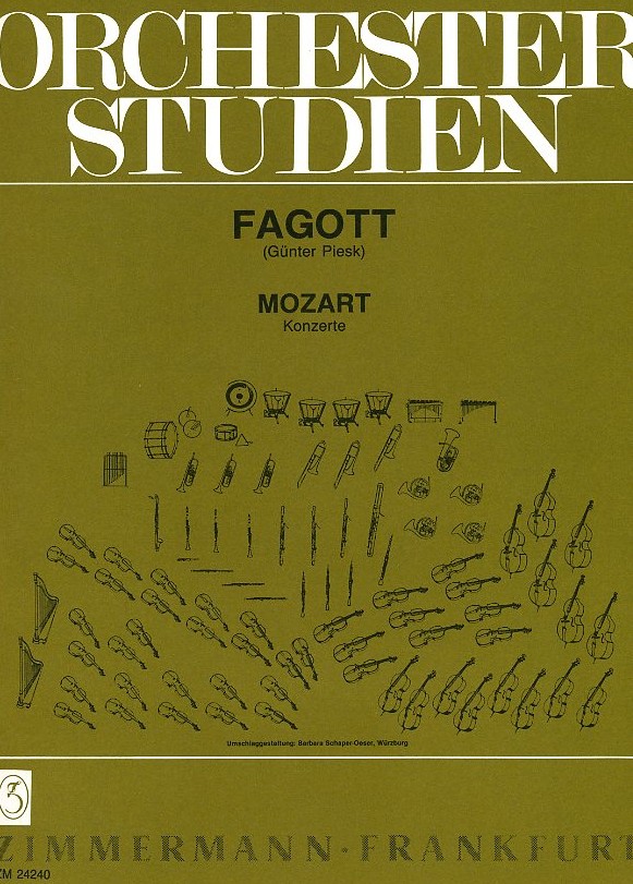 Orchesterstudien Mozart-Orchesterwerke<br>fr Fagott/Konzerte (Piesk)