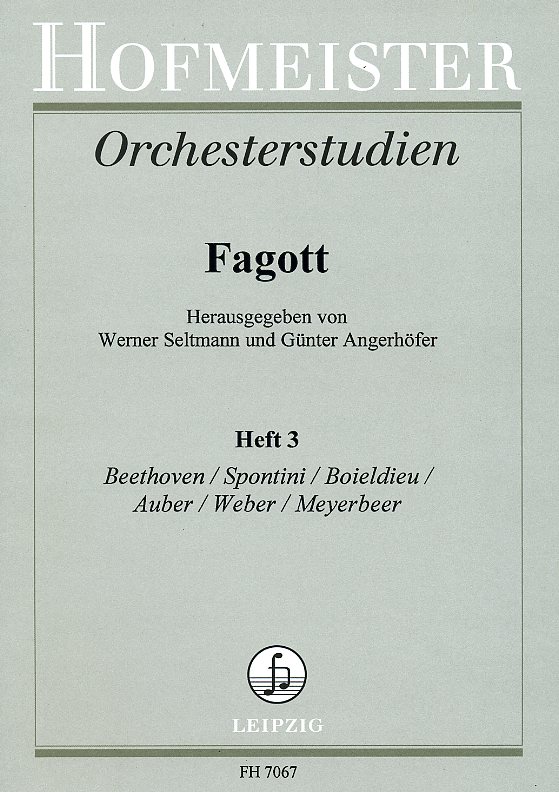 Orchesterstudien fr Fagott -Beethoven/<br>Spontini/Boield/Auber/Weber/Meyerbe (3)