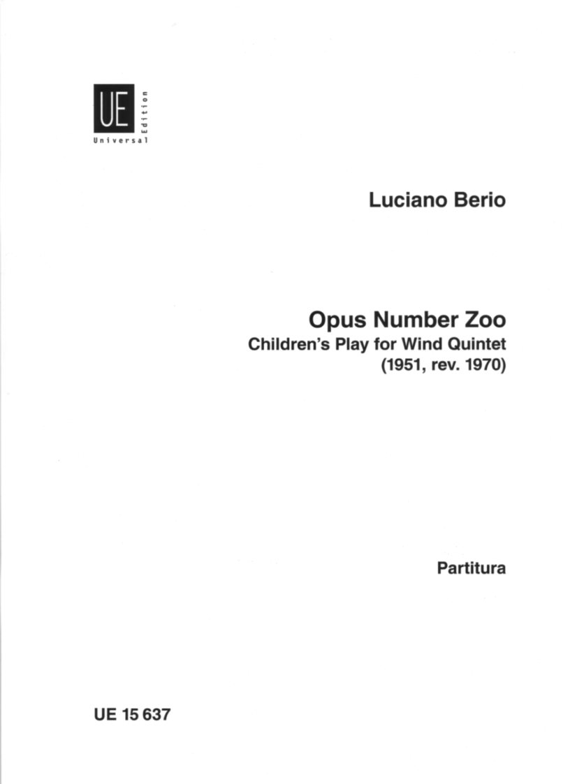 L. Berio: opus number zoo - Holzblser-<br>quintett - Partitur