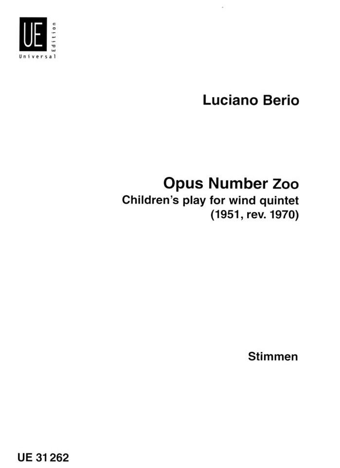 L. Berio: opus number zoo - Holzblser-<br>quintett - Stimmen