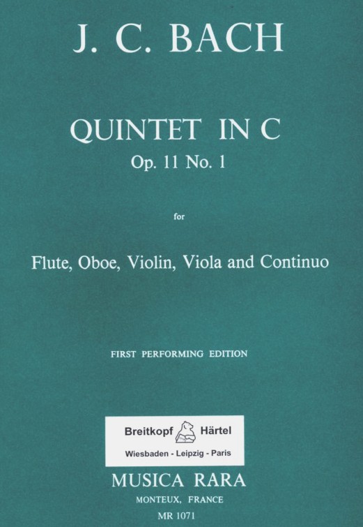 J.C. Bach: Quintett C-Dur Op.11 No.1<br>Flte, Oboe, Violine Viola + BC