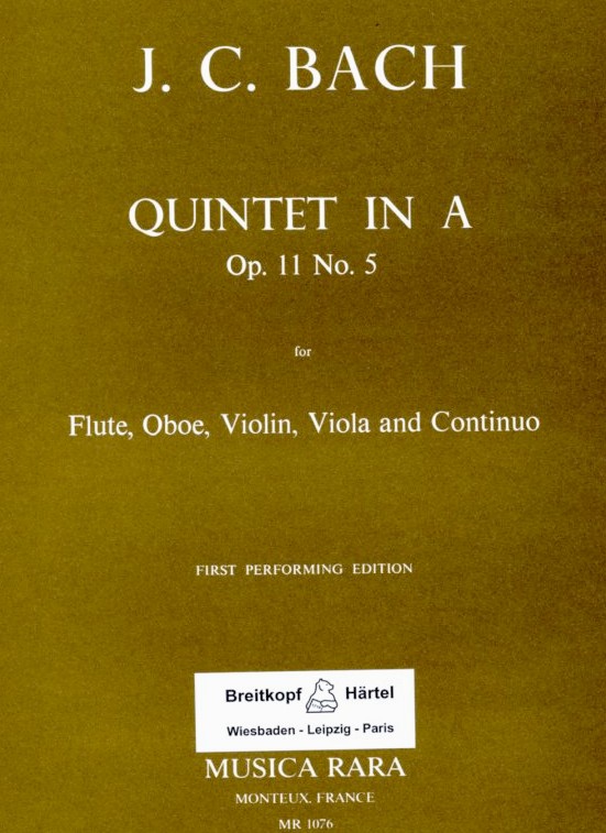 J.C. Bach: Quintett A-Dur Op.11 No.5<br>Flte, Oboe, Violine Viola + BC