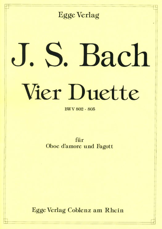 J.S. Bach(1685 - 1750): 4 Duette fr<br>Oboe d&acute;amore + Fagott