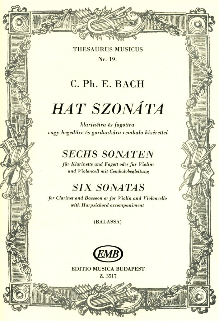 C.Ph.E. Bach: 6 Sonaten für Klarinette,<br>Fagott + Cembalo (nach Wq 184)