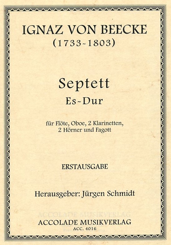 I. v. Beecke: Septett Es-Dur fr Flte,<br>Oboe, 2 Klar., 2Hrn, Fagott