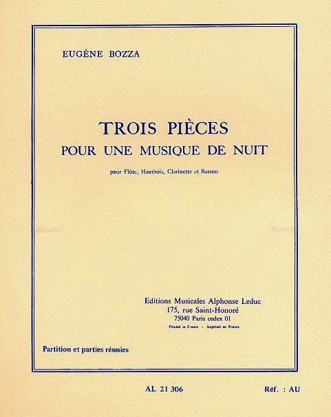 E. Bozza: 3 pieces pour une musique<br>de nuit - fr Flte, Oboe, Klar., Fagott