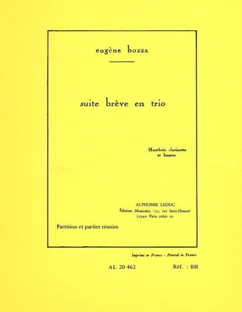 E. Bozza: &acute;Suite Brve en trio&acute; fr<br>Oboe, Klarinette + Fagott