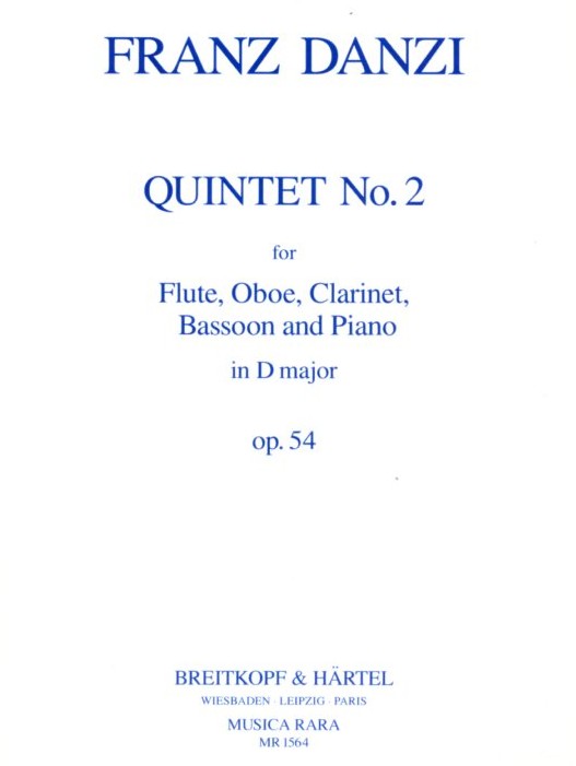 F. Danzi: Quintett D-Dur op. 54/2<br>fr Blserquartett + Klavier - Stimmen