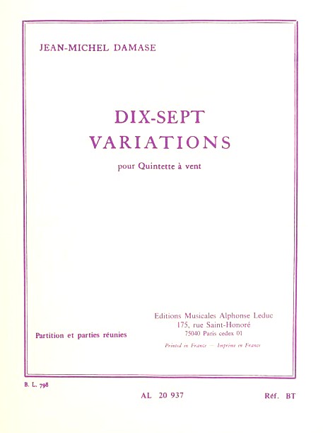 J.M. Damase: 17 Variationen fr<br>Holzblserquintett - Stimmen + Partitur