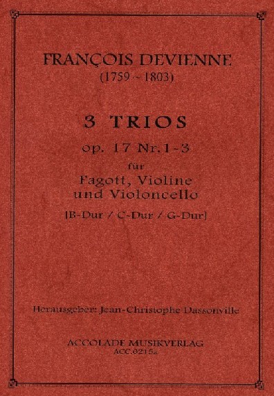 F. Devienne(1759-1803): Drei Trios<br>op. 17/1-3 fr Fagott, Violine + Vcello