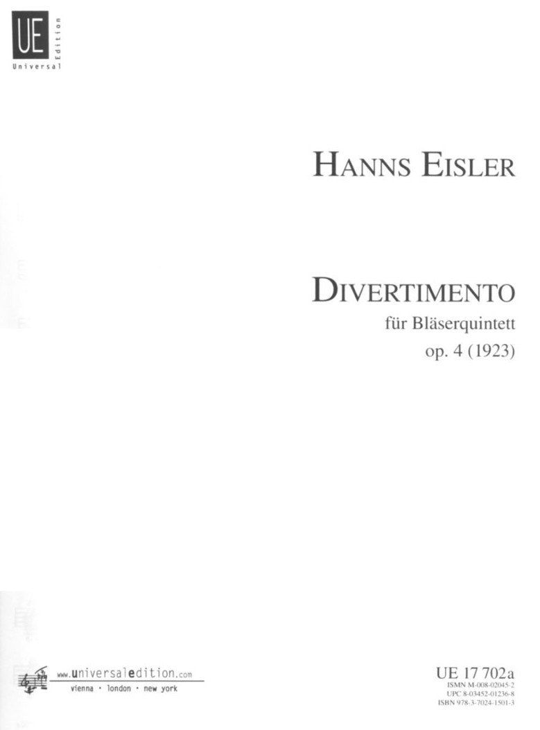 H. Eisler: Divertimento op. 4<br>fr Holzblserquintett - Stimmen