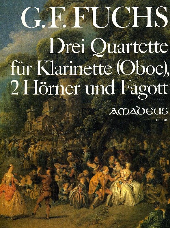 G.F. Fuchs: 3 Quartette fr Oboe(Klar.),<br>2 Hrner, Fagott(Cello) - Stimmen + Part