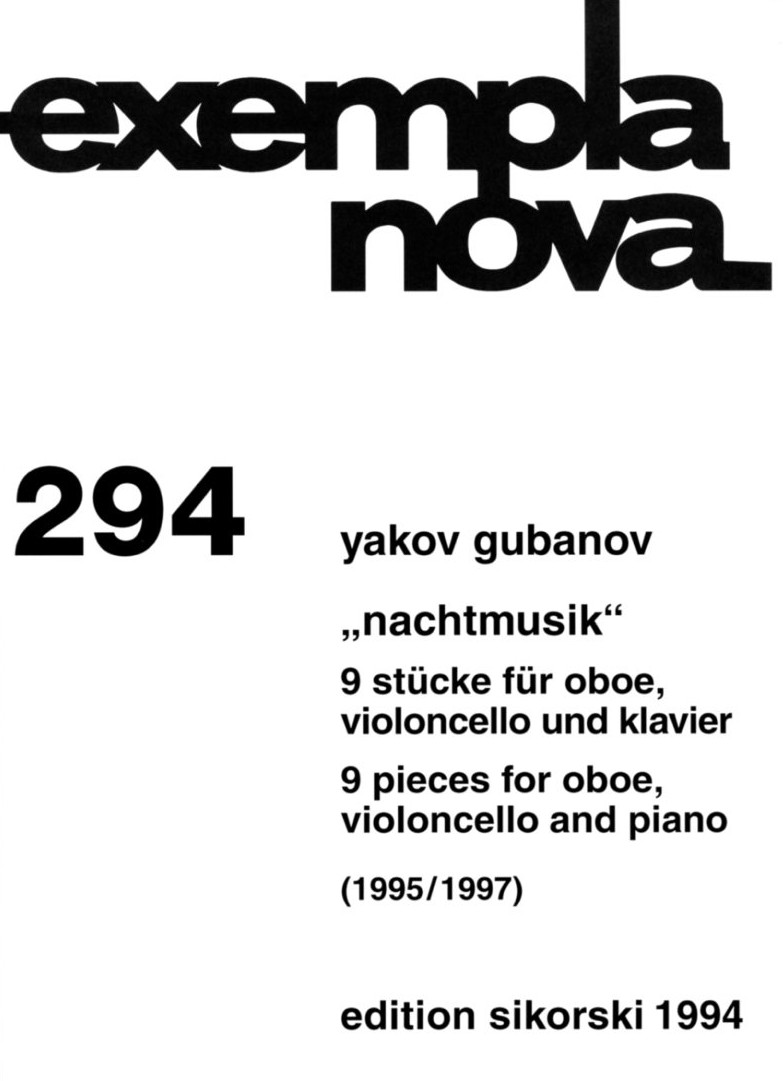 Y. Gubanov(*1954): &acute;Nachtmusik&acute; -neun<br>Stcke fr Oboe, Cello + Klavier