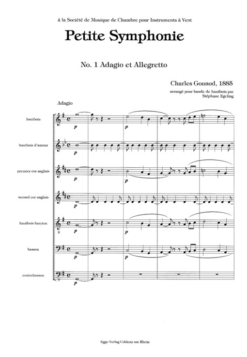 Ch. Gounod: &acute;Petit Symphonie&acute;  fr<br>Bande de hautbois - Stimmen + Partitur