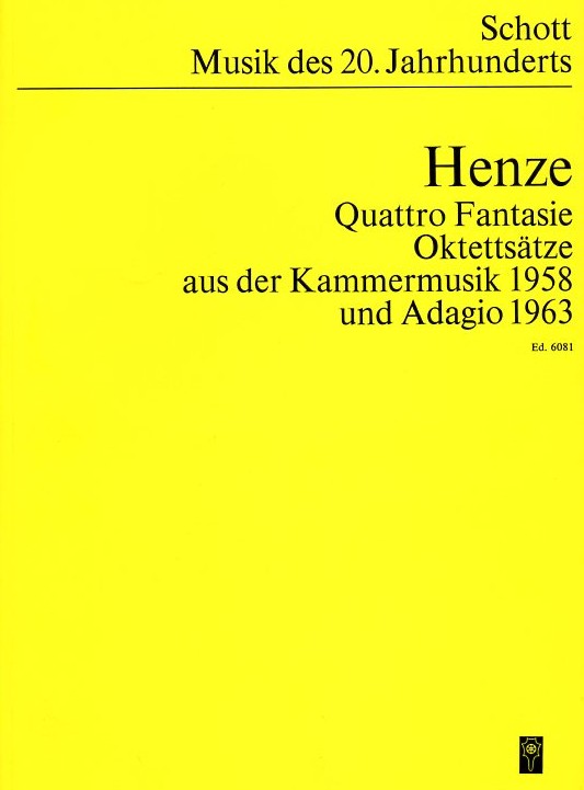 H.W. Henze: 3 Oktettstz (1958) fr<br>Klar., Hrn, Fag. + Streichquin./Partitur