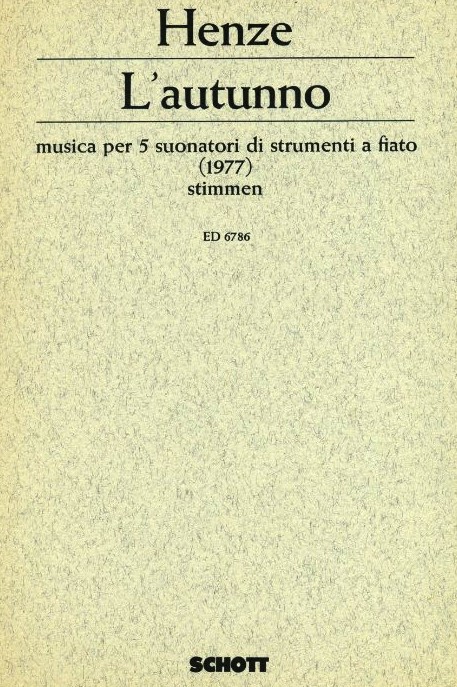H.W. Henze: L&acute; Autunno (1977) fr<br>Holzblserquintett / Stimmen
