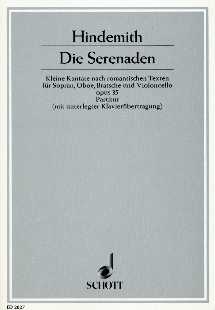 P. Hindemith: Die Serenaden op. 35 fr<br>Sopran, Oboe, Va, Vc - Partitur + Sopran