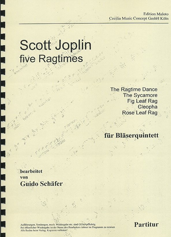 S. Joplin: 5 Ragtimes - gesetzt fr<br>Holzblserqiuntett - Partitur + Stimmen