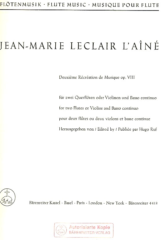 J.M. Leclair: Deuxime rcration de<br>Musique - fr 2 Oboen + BC - Kopien