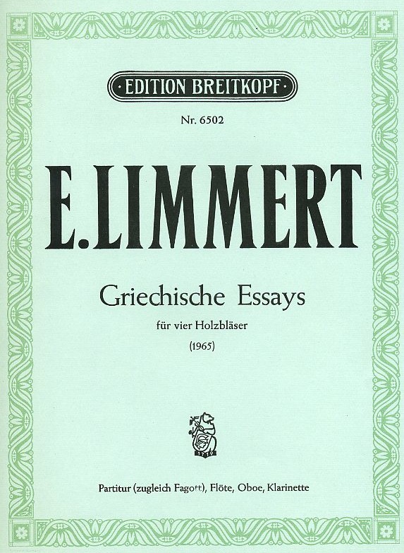 Limmert: Griechische Essays fr<br>Flte, Oboe, Klarinette, Fagott