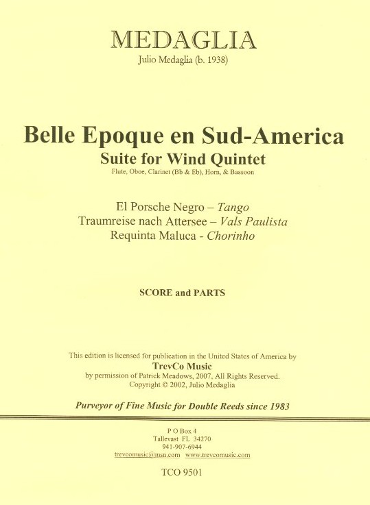 J. Medaglia(*1938): Belle poque in<br>Sd Amerika-Blserquintett /Stimm.Part.