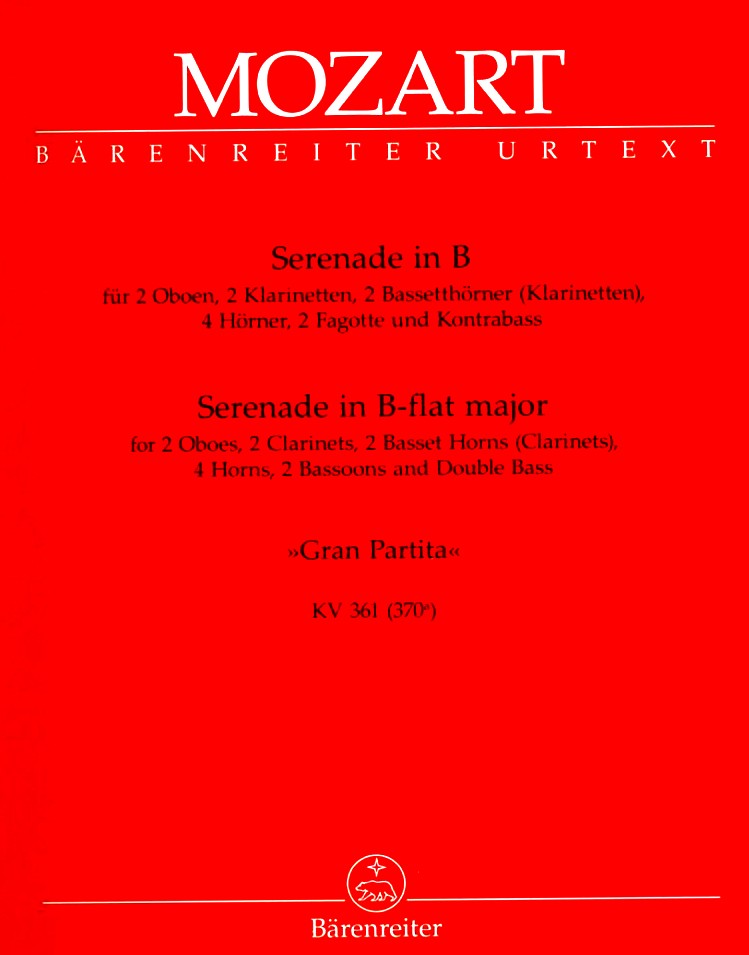 W.A. Mozart: &acute;Gran Partita&acute; KV 361 B-Dur<br>fr 13 Blser / Stimmen / Brenreiter