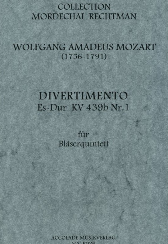 W.A. Mozart: Divertimento Es-Dur<br>KV 439b Nr. 1 - fr Holzblserquintett