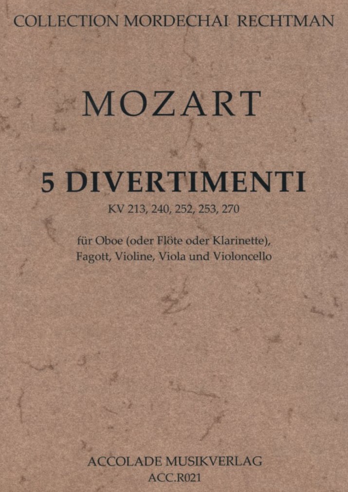 W.A. Mozart: 5 Divertimenti fr Oboe,<br>Fagott, Violine, Viola, V.cello