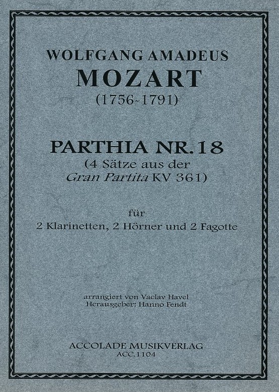 W.A. Mozart: Partita No. 18 nach KV 361<br>fr Holzblsersextett (4 Stze) - St+P.