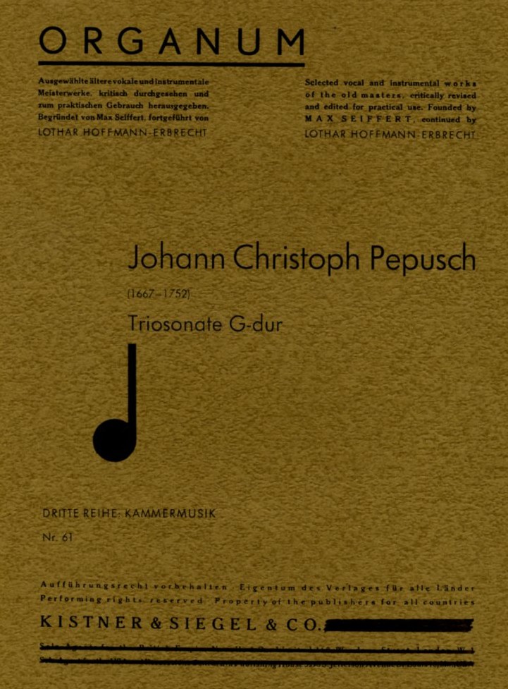 J.Chr. Pepusch: Triosonate in G-Dur<br>fr 2 Oboen + BC (Kistner&Siegel)