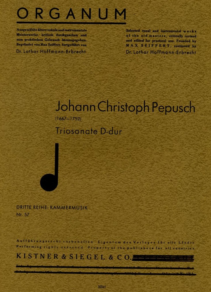 J.Chr. Pepusch: Triosonate in D-Dur<br>fr 2 Oboen und BC (Kistner&Siegel)
