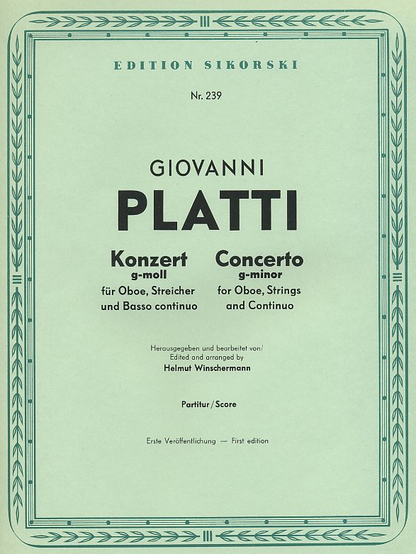 G. Platti: Konzert g-moll fr Oboe<br>+ Streichorchester - Partitur