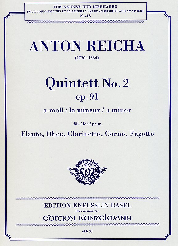 A. Reicha Quintett a-moll op. 91/2<br>fr Blserquintett - Stimmen