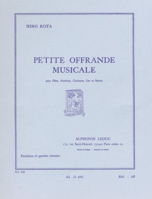 N. Rota: &acute;Petite offrade musicale&acute; fr<br>Holzblserquintett - Stimmen + Part.